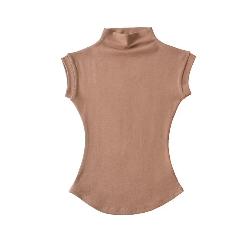 Women's Sleeveless Turtleneck Slim Fit Knit Top Summer 2024 by TODOBLACK