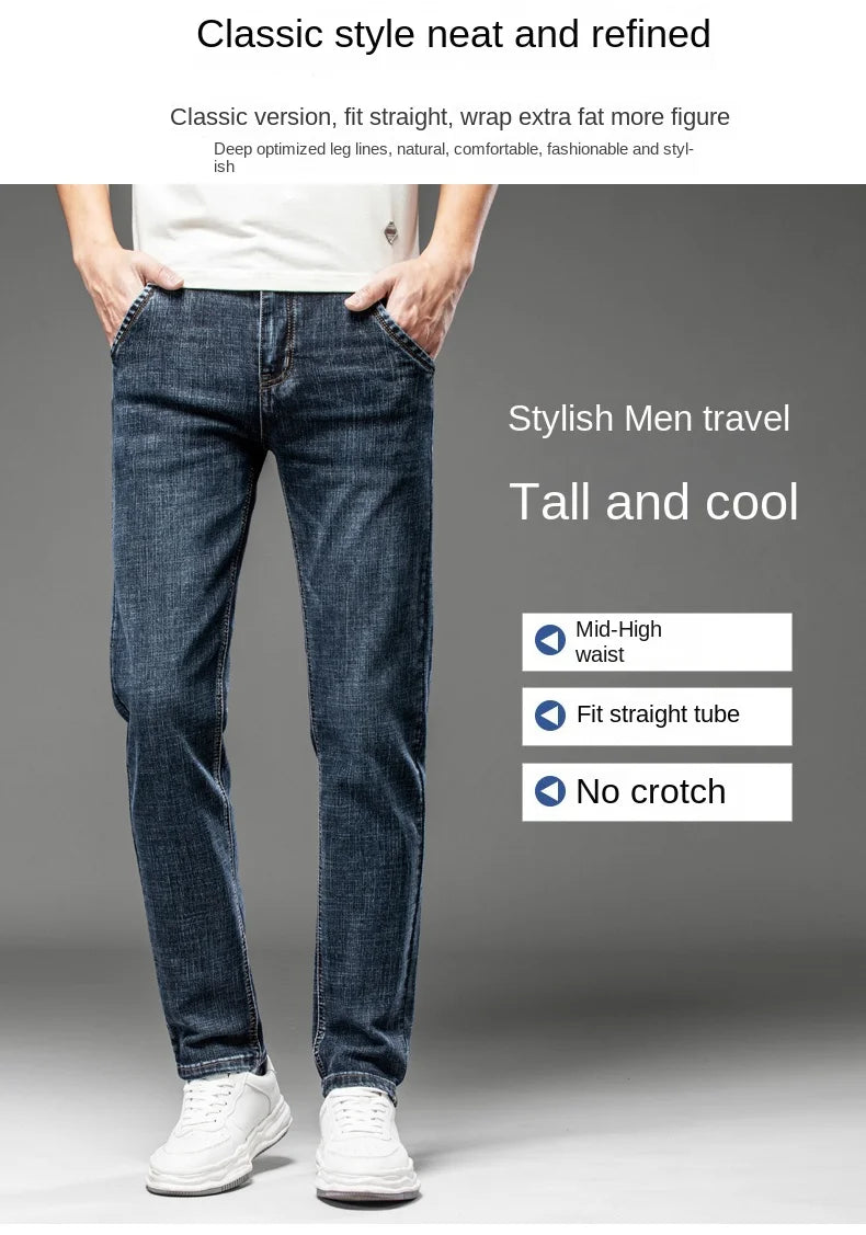 NoEnName_Null Slim Fit Mid-Waist Pencil Pants - Light Sand Wash Jeans for Men