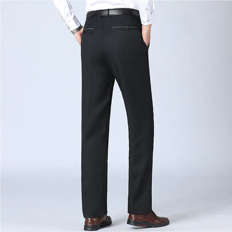 Spring Autumn New Business Office Streetwear Fashion Men's Solid Pocket Loose Casual Straight Full Trousers 29-40