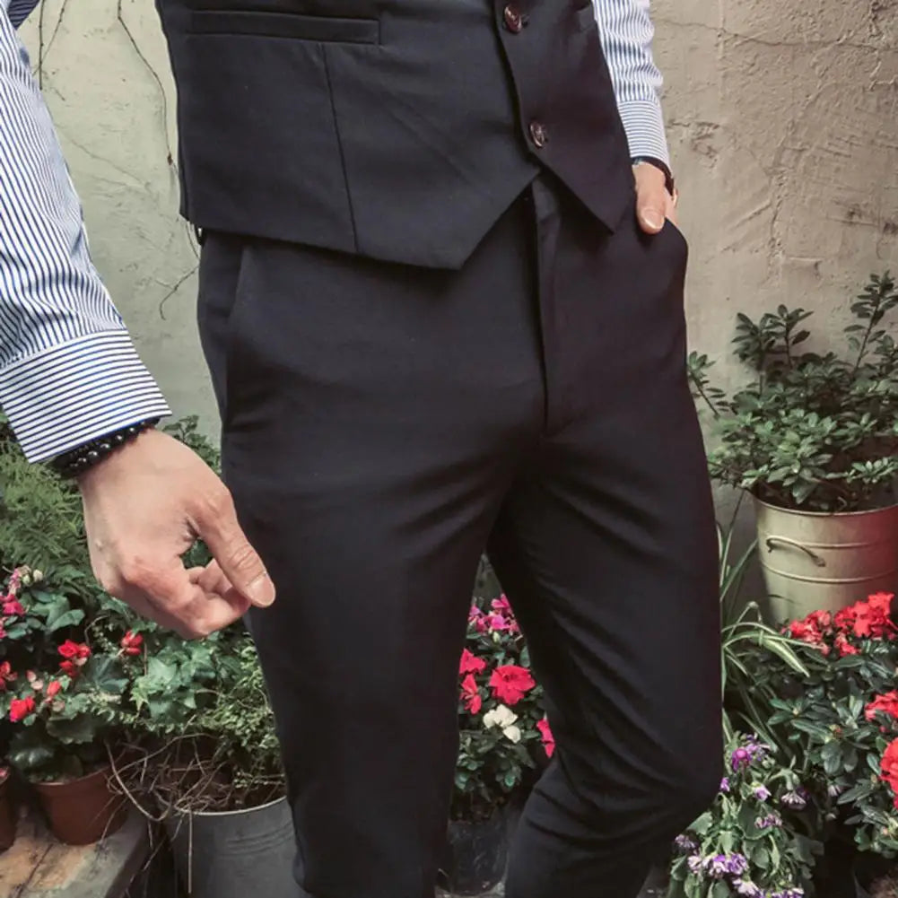 NoEnName_Null Men's Formal Suit - Cotton and Polyester Blend, Single Breasted, Regular Fit