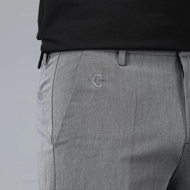 OUSSYU Men’s Smart Casual Straight-Leg Pants – Lightweight Summer Collection