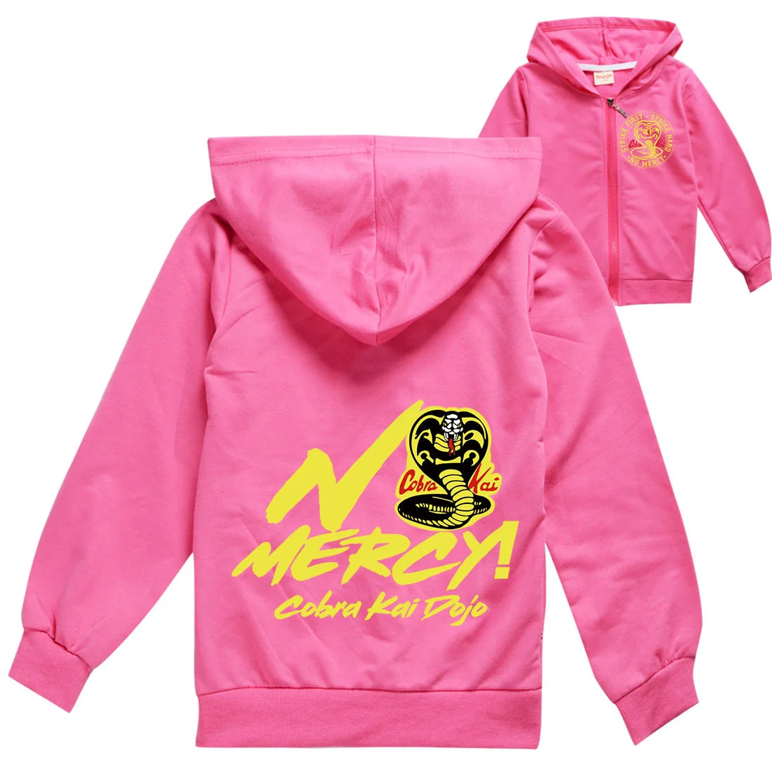 New Cartoon Cobra Kai Snake Printed Autumn outwear  Children Hooded Zipper Boys and girls jackets