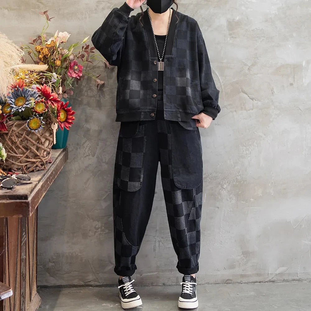 Stylish Denim Jacket Suit for Office Ladies