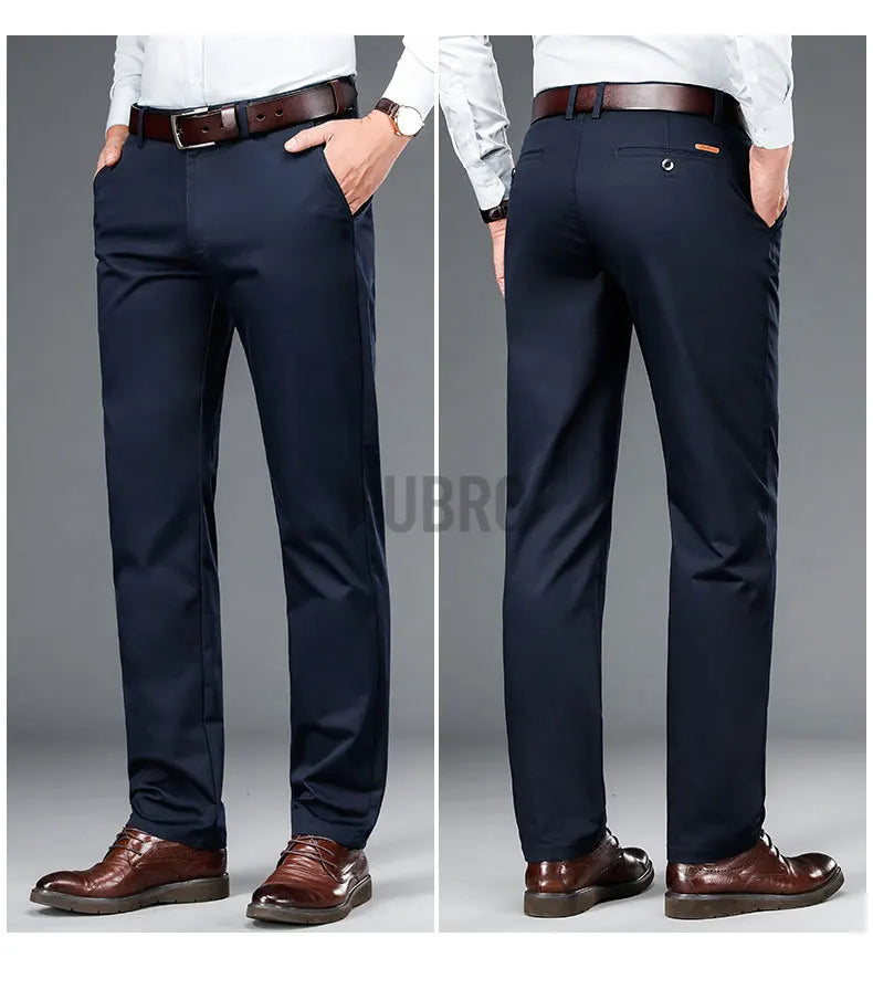 KUBRO High Quality Men's Clothing Autumn Winter Office Business Casual Trousers American Elegant Loose Straight Cargo Pants