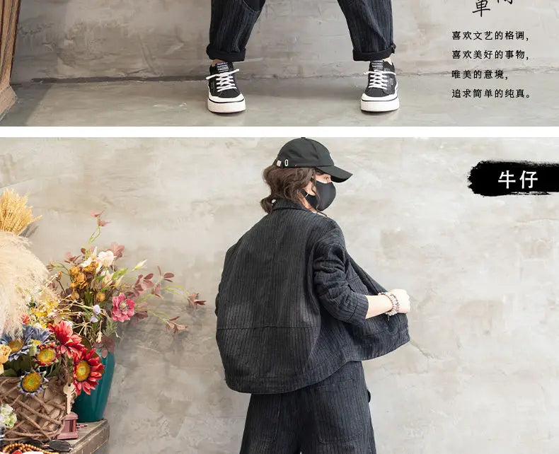 Stylish Denim Jacket Suit for Office Ladies