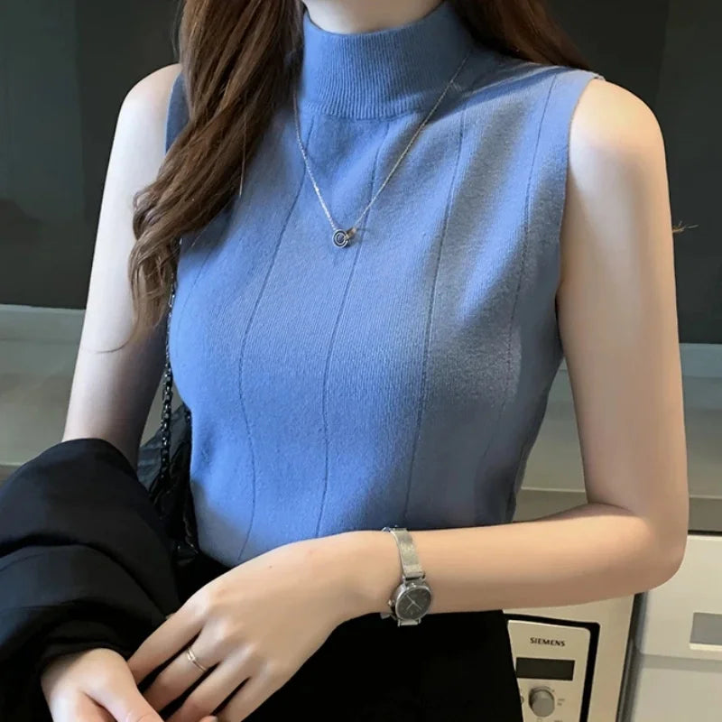 Slim Fit Knitted Casual Top for Women - Spring/Summer Collection