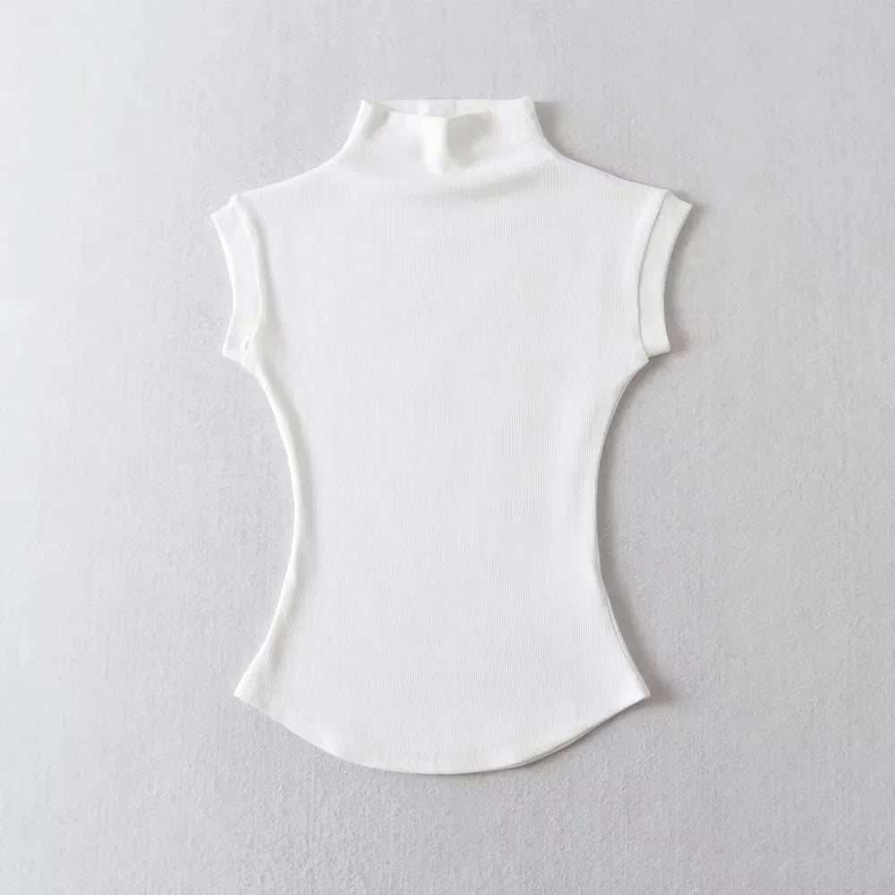 Women's Sleeveless Turtleneck Slim Fit Knit Top Summer 2024 by TODOBLACK