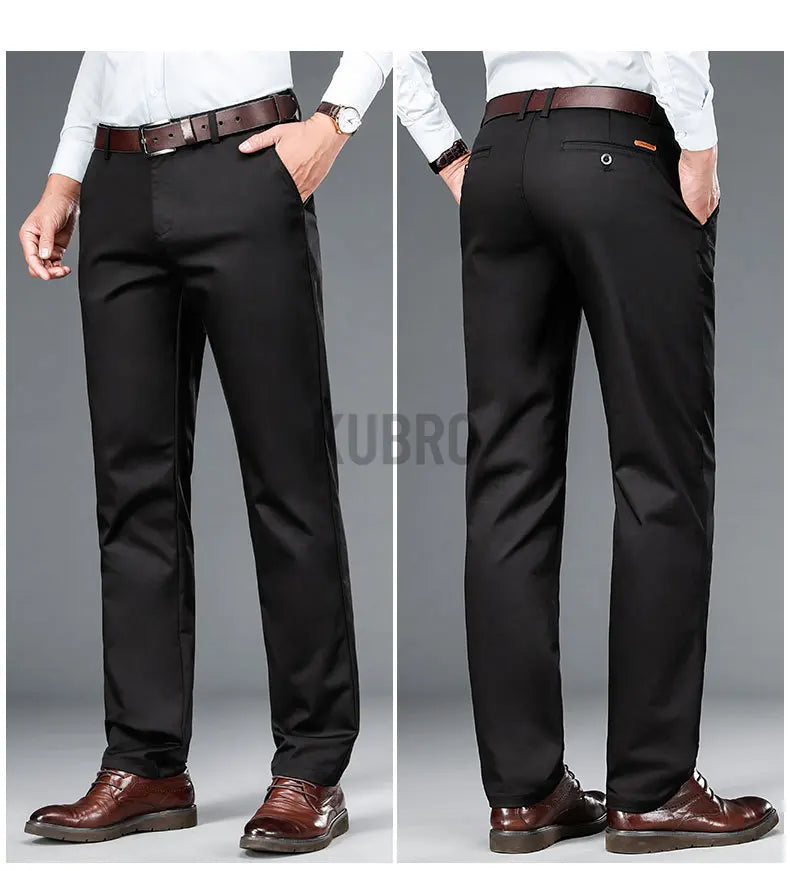 KUBRO High Quality Men's Clothing Autumn Winter Office Business Casual Trousers American Elegant Loose Straight Cargo Pants