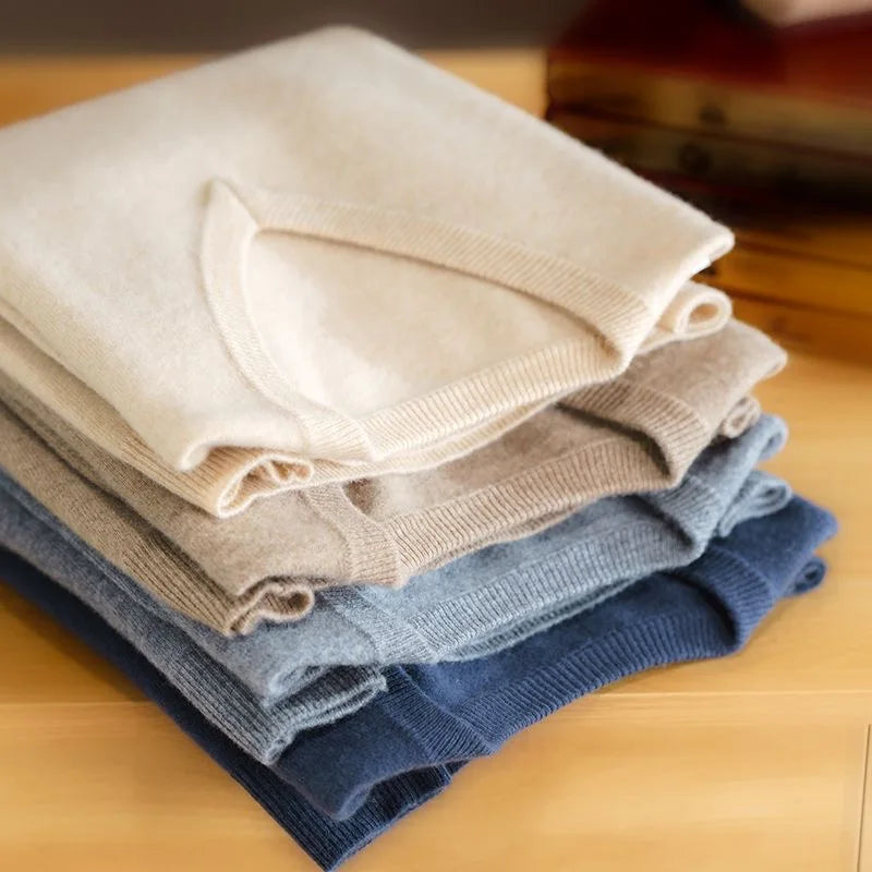 NoEnName_Null Men's Casual V-Neck Pullover - Microfiber &amp; Cashmere Blend