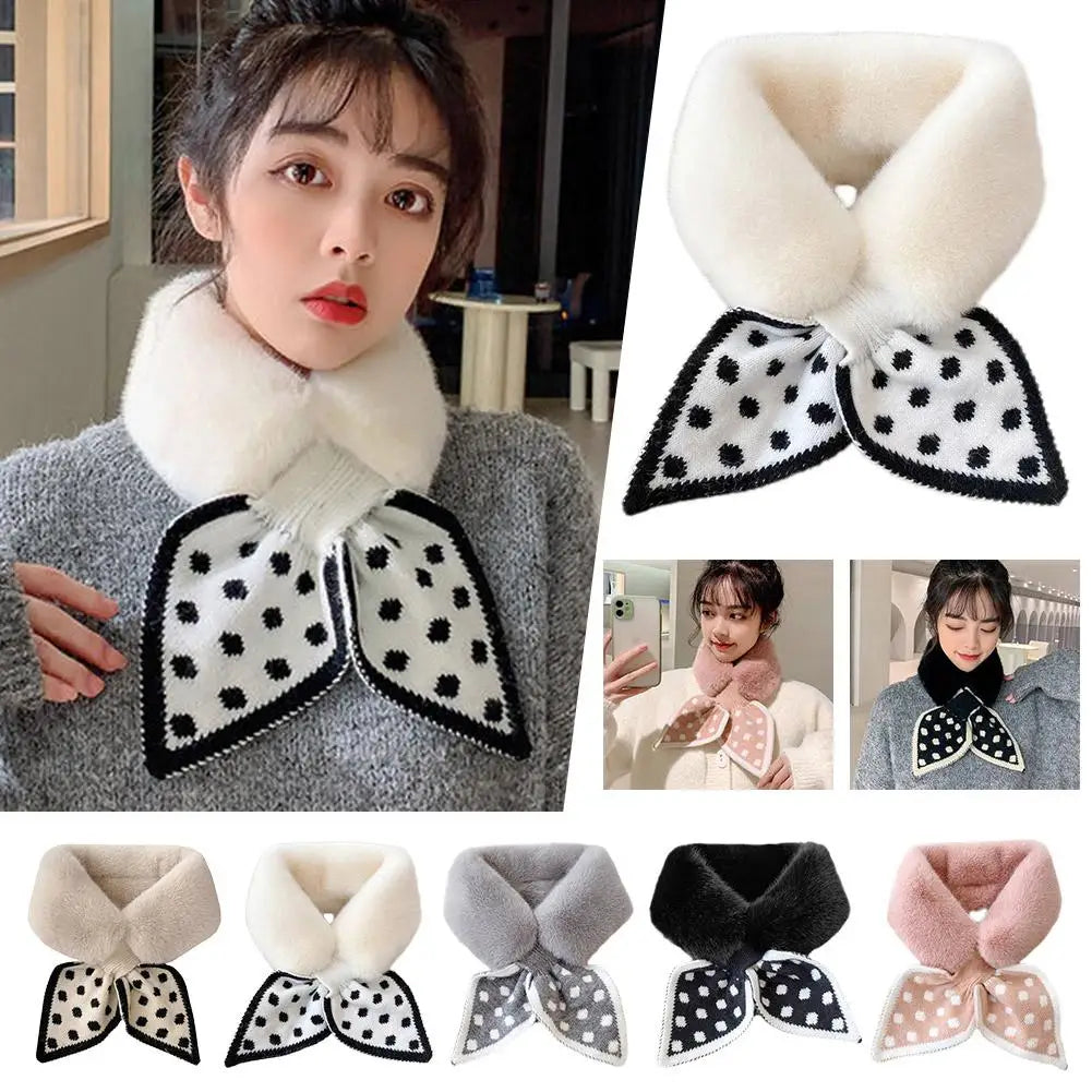NoEnName_Null Women's Winter Splice Plush Scarf – Stylish &amp; Cozy Casual Accessory
