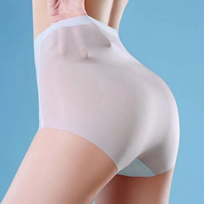 Women's Ultra-thin Seamless Panties Ice Silk Hip Lifting High Waist Tummy Body Shaping Breathable Underwear