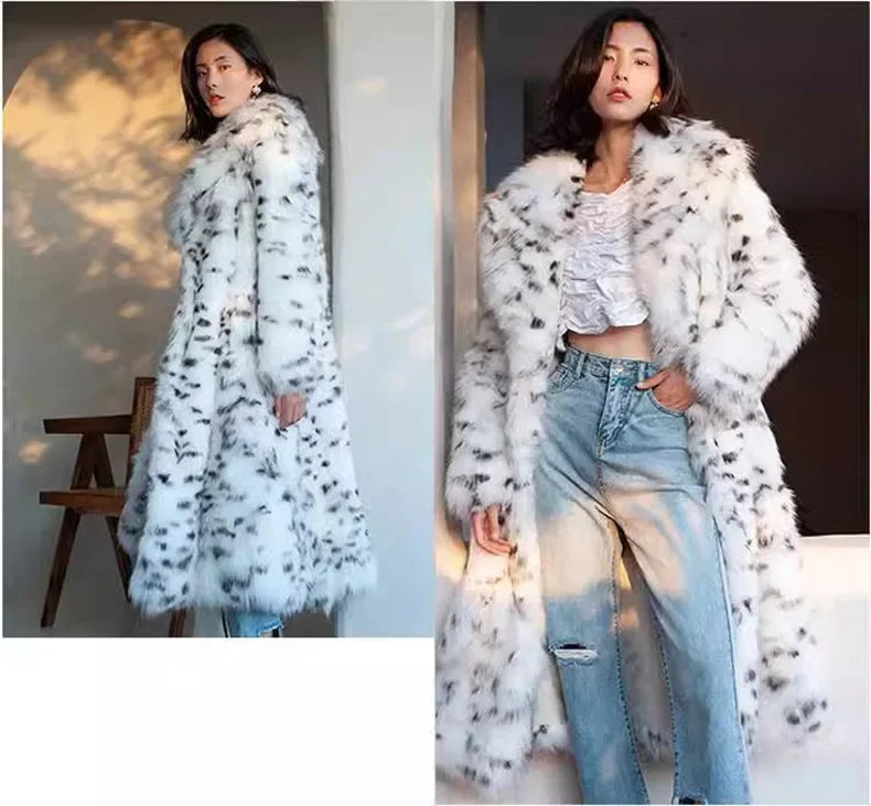 PRINTKAOIR Women's Winter Fox and Mink Fur Coat