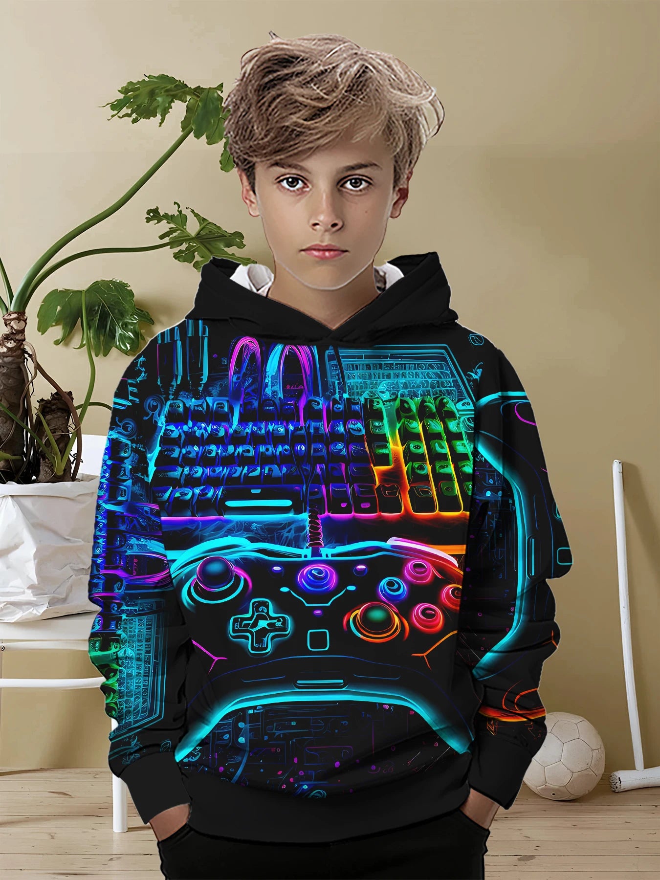 Gamepad Boys' Casual Summer T-Shirt – Printed Microfiber Tee (No Closure, Ages 7–13)