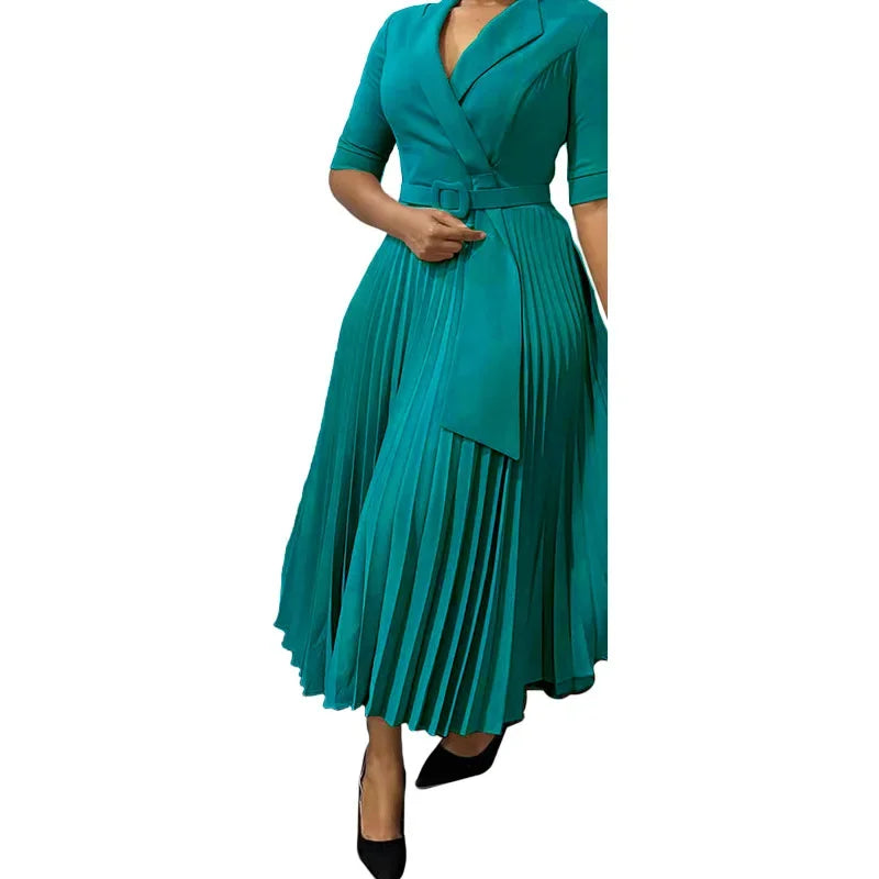 Women Autumn Fashion V-neck 3/4 Sleeve Party Evening Long Maxi Dress Outfits