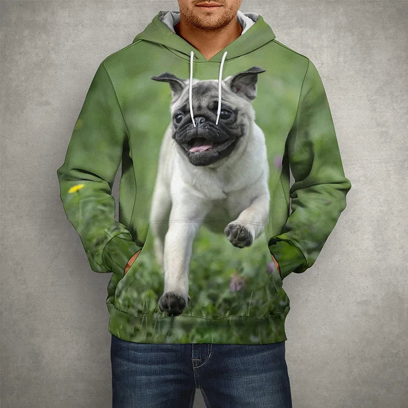 Funny PugDog 3D Print Men and Women Hoodies Autumn And Spring Oversize Jackets