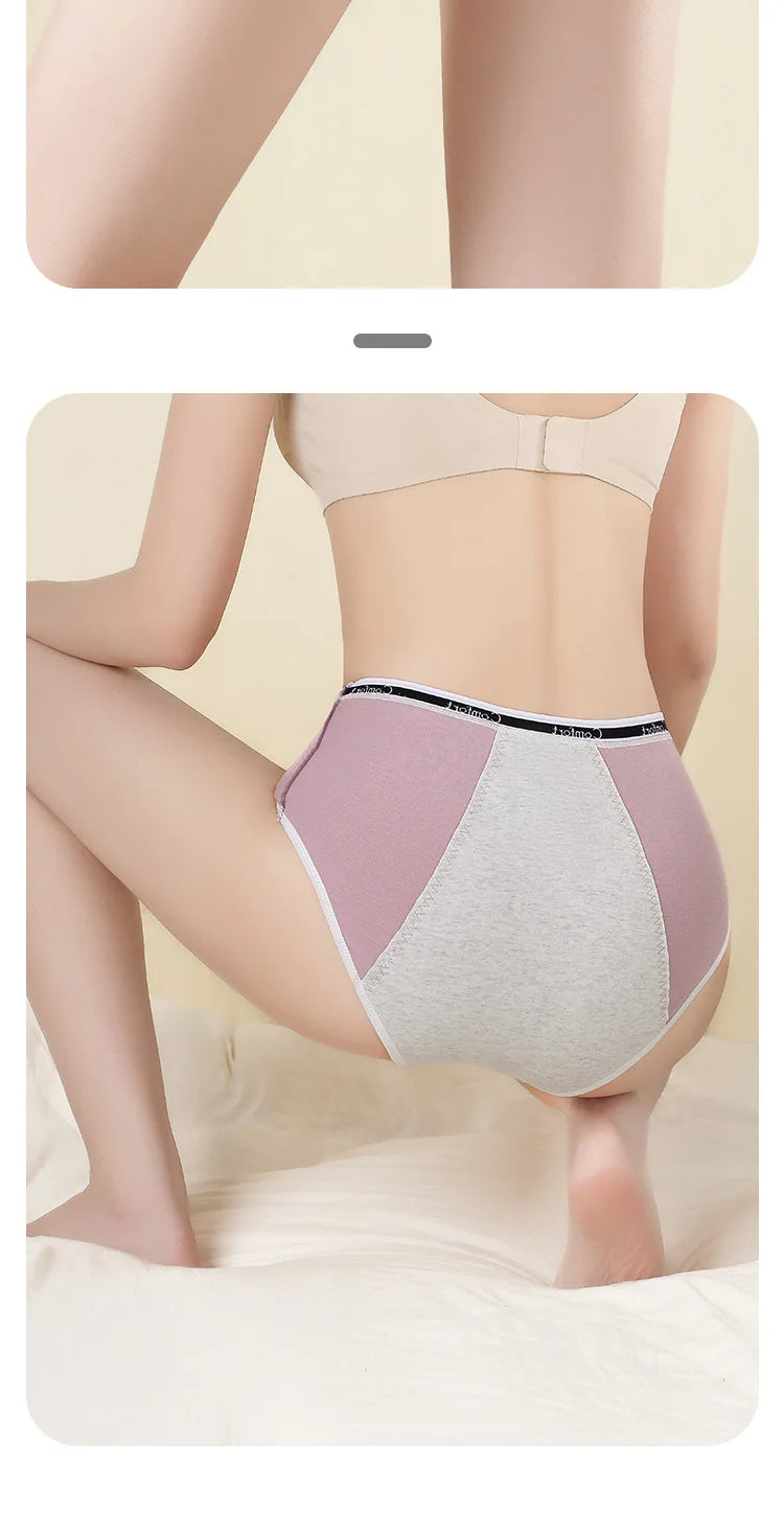 2pcs Girl Menstrual Panties Physiological Briefs Ladies Period Leak Proof Panty High Waist Cotton Underwear