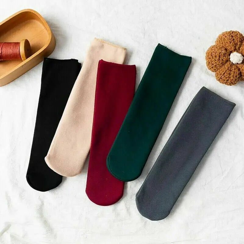 Velvet Women Winter Warm Thicken Socks, Thermal Soft Casual Solid Colour Wool Cashmere Home Snow Boots Floor Sock 1Pairs