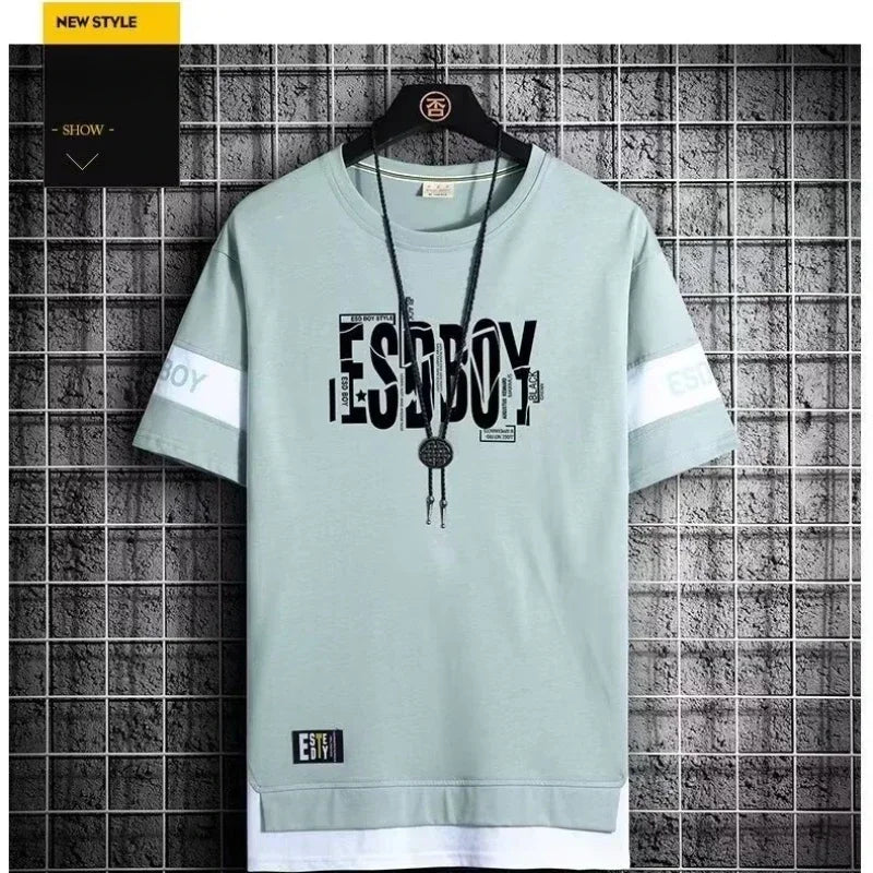 Men’s Casual Polyester Short Sleeve O-Neck Summer T-Shirt