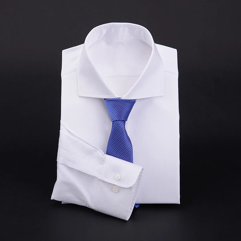 men's Windsor collar shirt Pure cotton classic retro fashion slim-fit commute shirt men