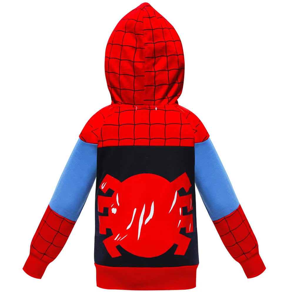 Kids Spiderman Hulk Thor Iron Man Hoodies Cosplay  Cartoon Print Zipper Hooded Jacket for Children