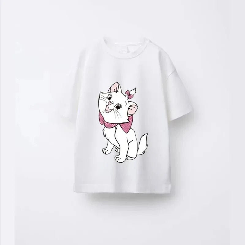 Disney Girls' Cartoon Knit Tee – Casual Summer Top for Ages 7–13