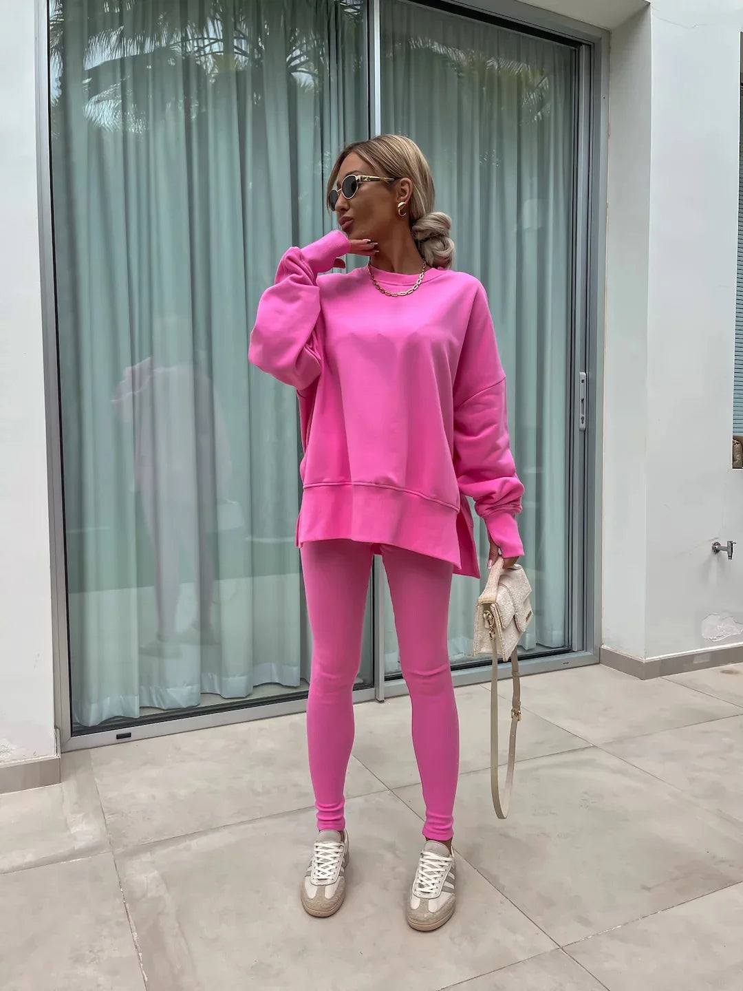 Women's  Spring Casual Tight Trousers Loose Hoodie Set New Elegant 2-Piece Sets for Women