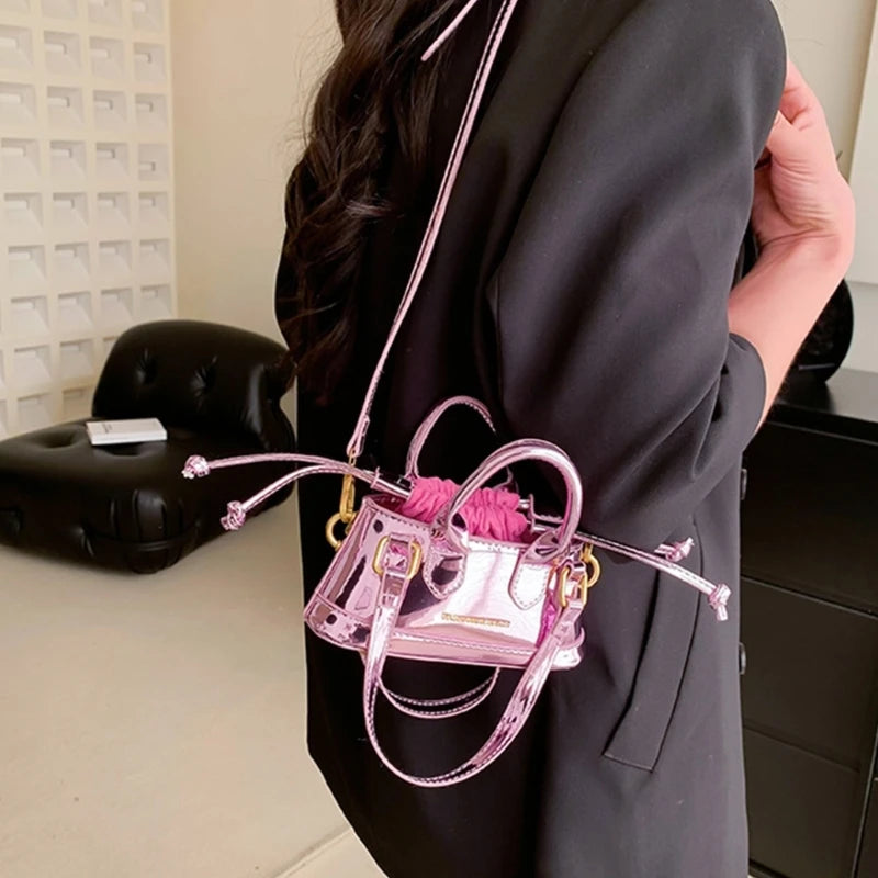 Women Mini Crossbody Bag Handbag Purse with Adjustable Strap and Top Handles Mini Patent Leather Shoulder Bag