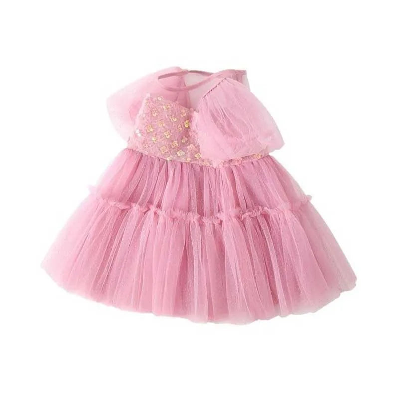 Cute A-Line Sequined Summer Dress for Girls – Solid Color | Ages 4–6Y