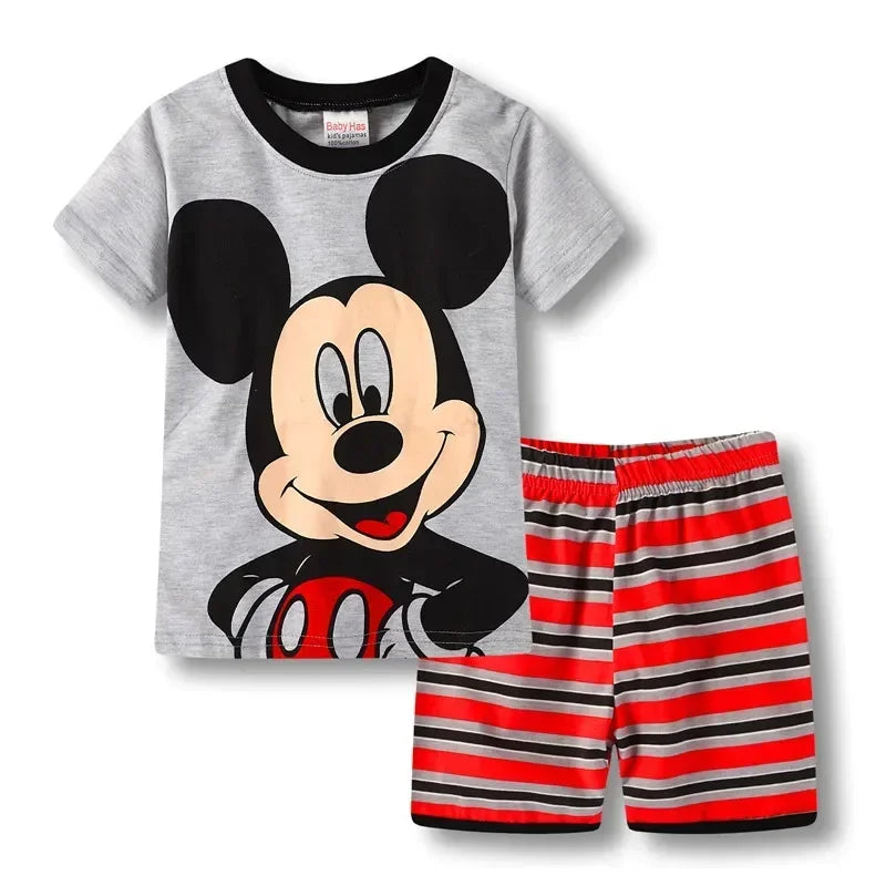MINISO Kids Cartoon Pajama Sets – Short Sleeve Summer Outfits for Boys &amp; Girls (Spiderman, Iron Man, Mickey, Elsa &amp; More)