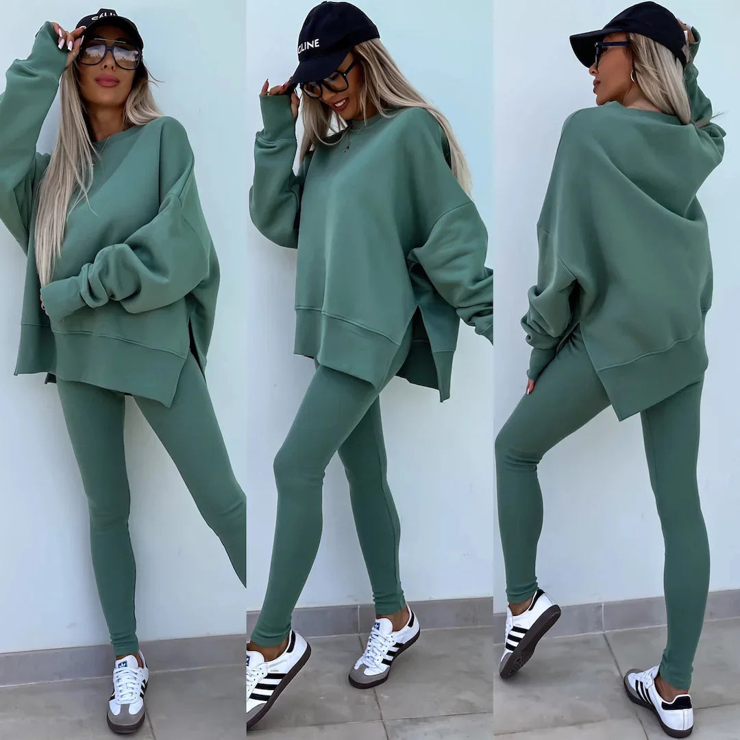 Women's  Spring Casual Tight Trousers Loose Hoodie Set New Elegant 2-Piece Sets for Women