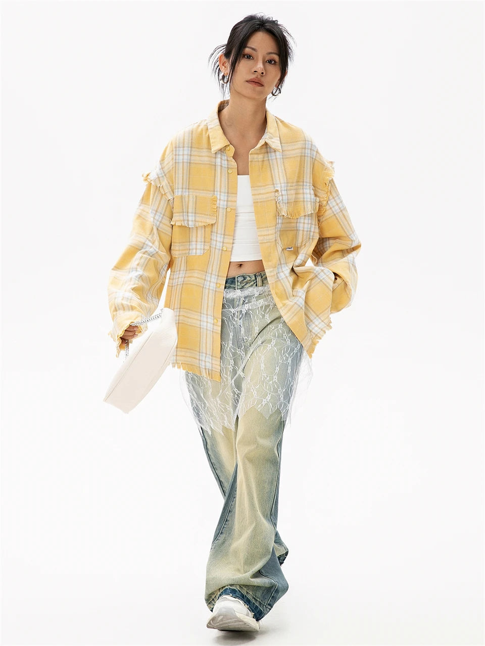 STIWAUP Women's Plaid Long Sleeve Blouse – Casual Turn-down Collar Top for Spring & Autumn