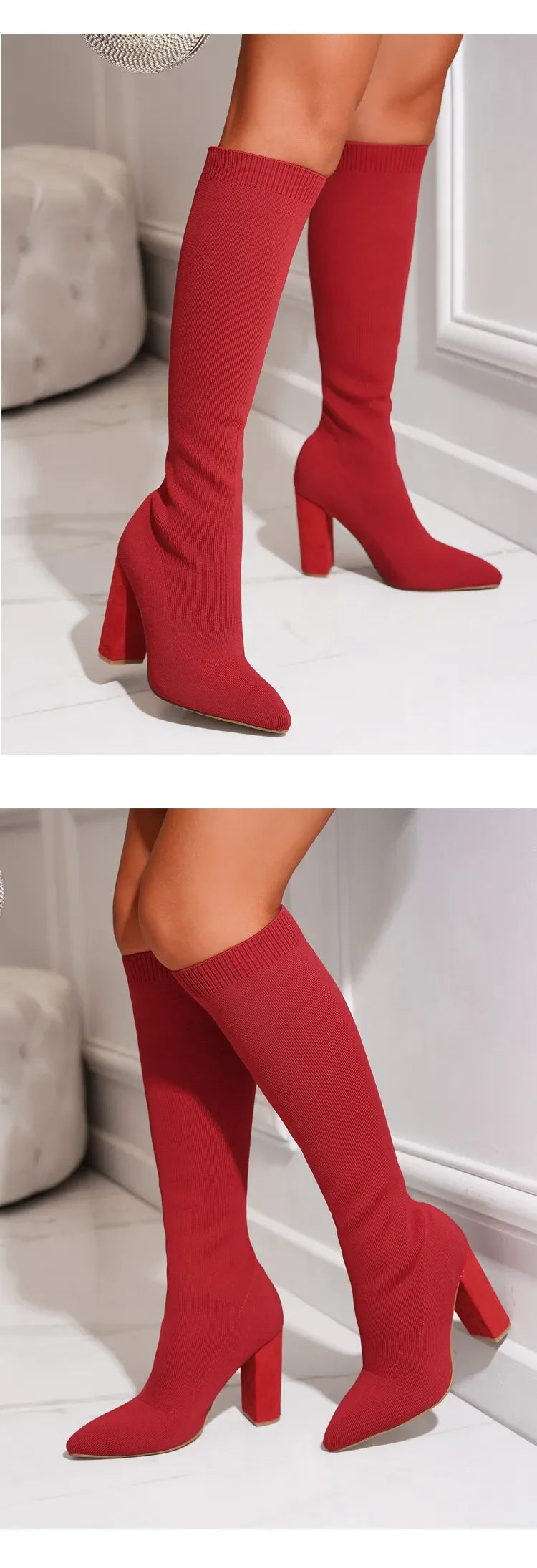 Women's High Heels Stretch Knee Sock Boots ideally for Stripper Winter Snow Boots