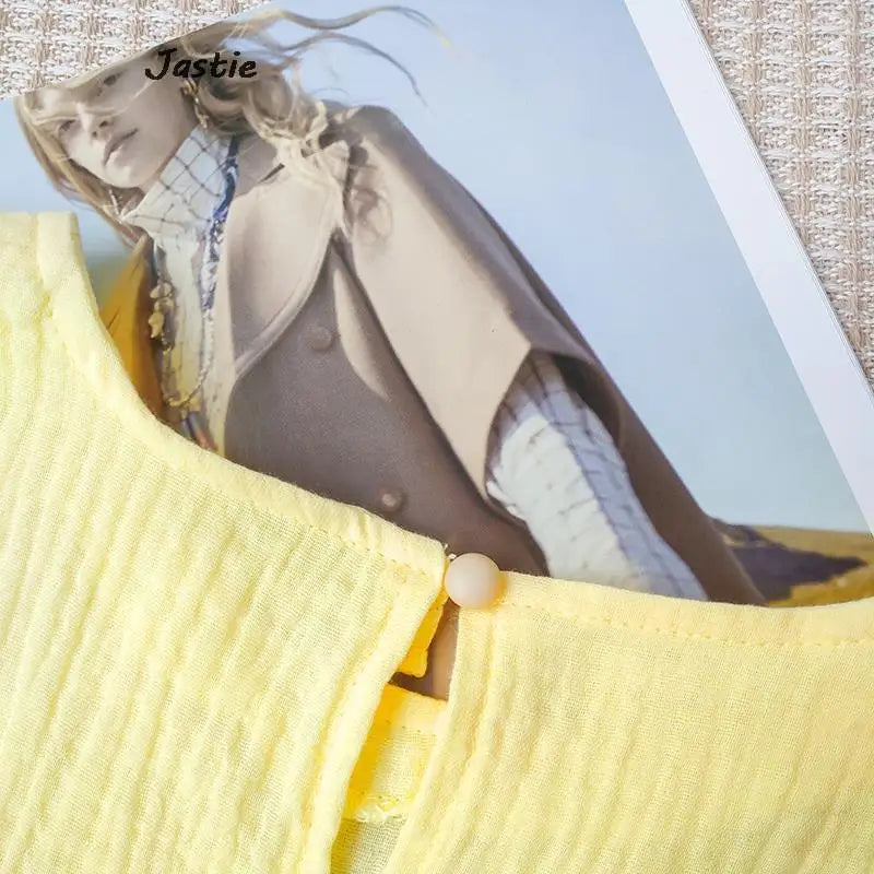 JASTIE Women's Casual A-Line Sleeveless Jersey Dress – Mid-Calf Length, Spring/Summer Style