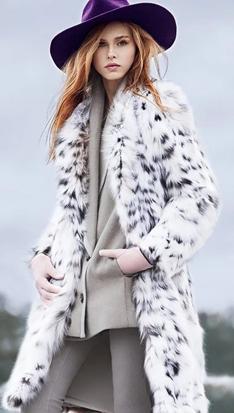 PRINTKAOIR Women's Winter Fox and Mink Fur Coat