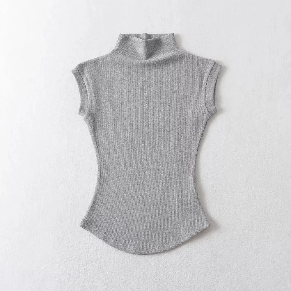 Women's Sleeveless Turtleneck Slim Fit Knit Top Summer 2024 by TODOBLACK