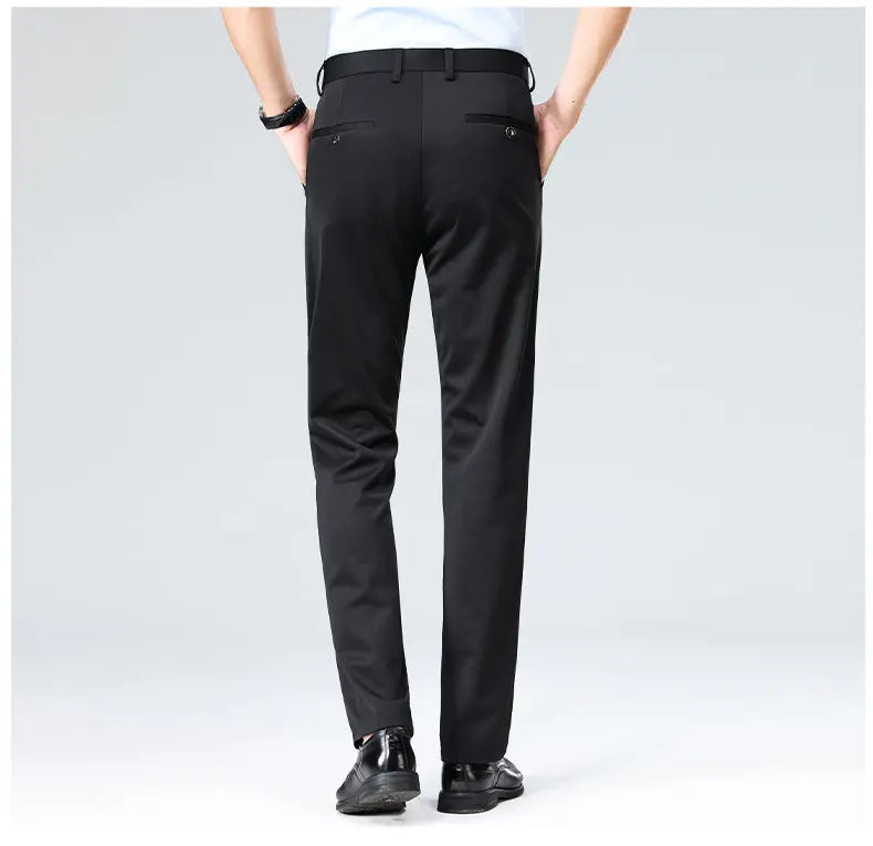 Men's Stretchy Casual Business Pants Spring Summer Breathable Full Length Home Work Trousers