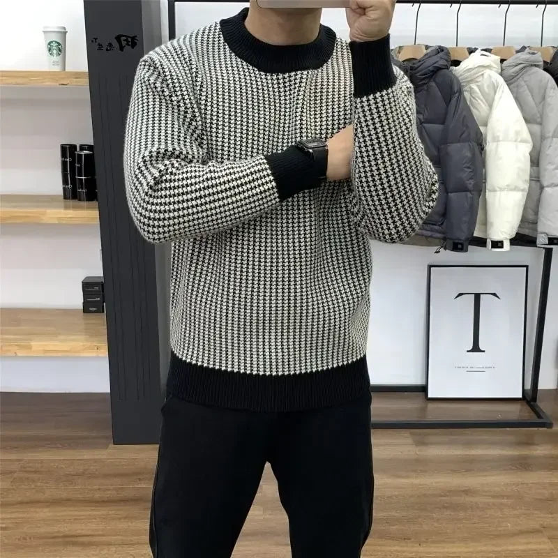 Man Round Collar jumper for Men Pullovers Crewneck Black Spring Autumn Designer Luxury versatile Elegant outfit