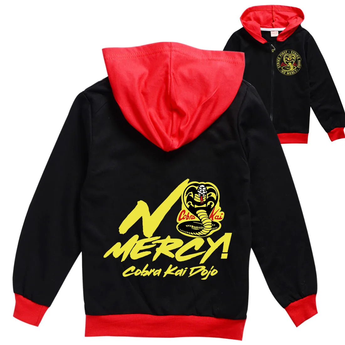 New Cartoon Cobra Kai Snake Printed Autumn outwear  Children Hooded Zipper Boys and girls jackets