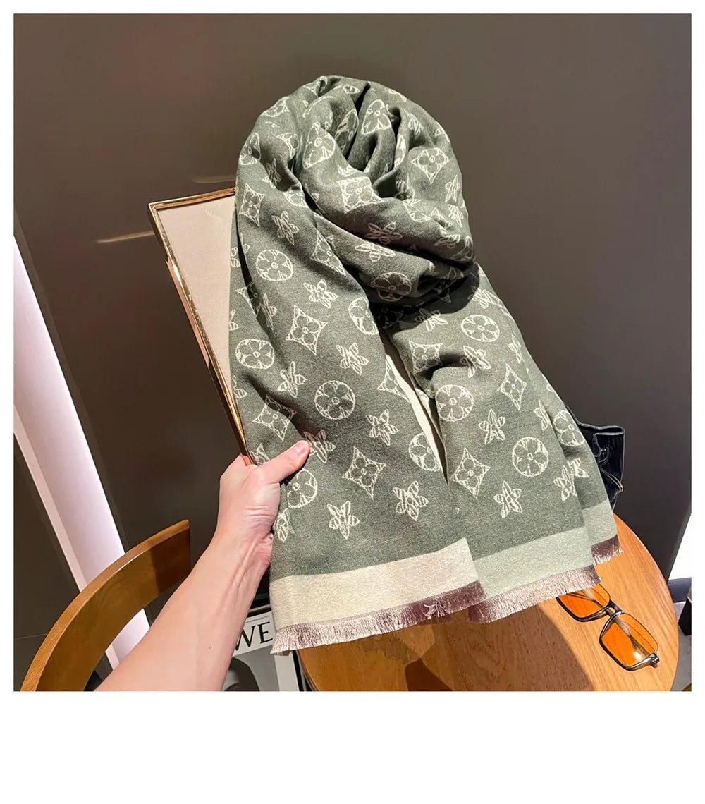 Big-name scarf women's new winter 2024 thick warm cashmere-like scarf with high sense and multi-functional shawl dual-purpose