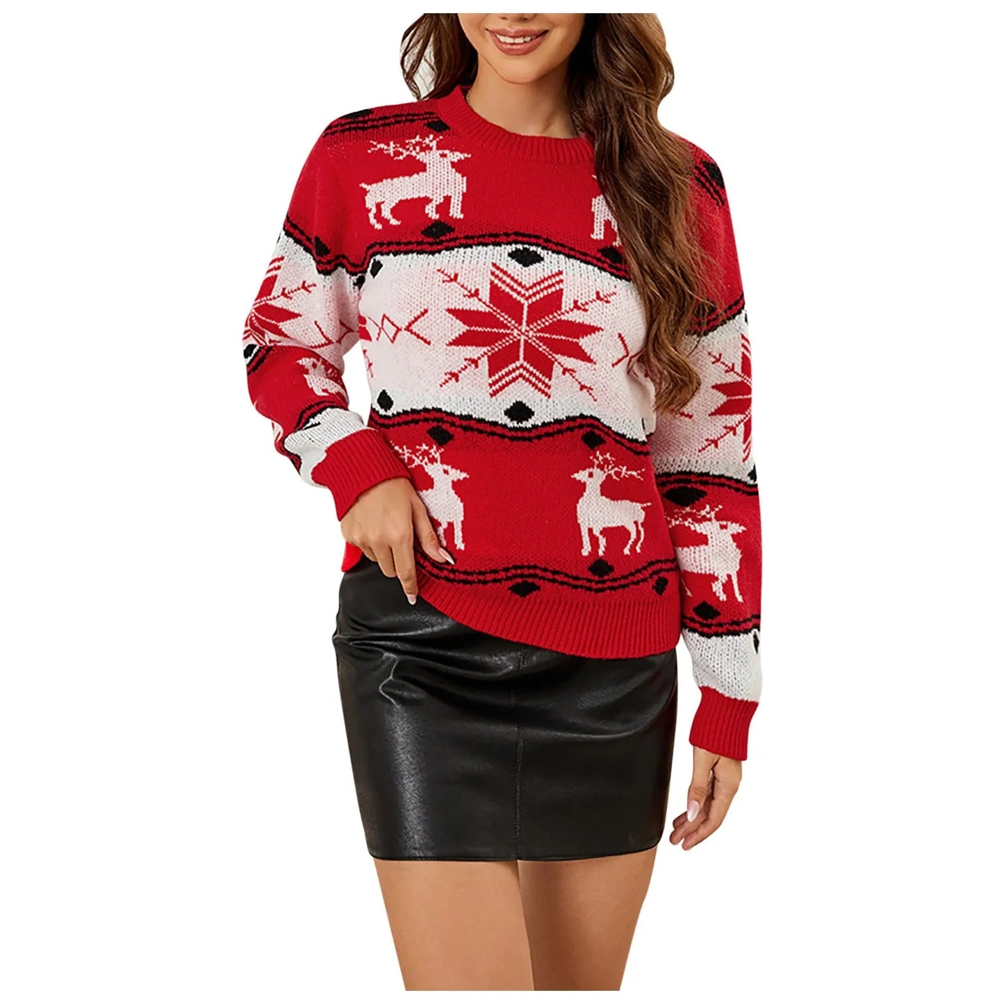 Casual O Neck Long Sleeve Pullover Women Autumn Christmas Printed Commuter Loose New Jamper