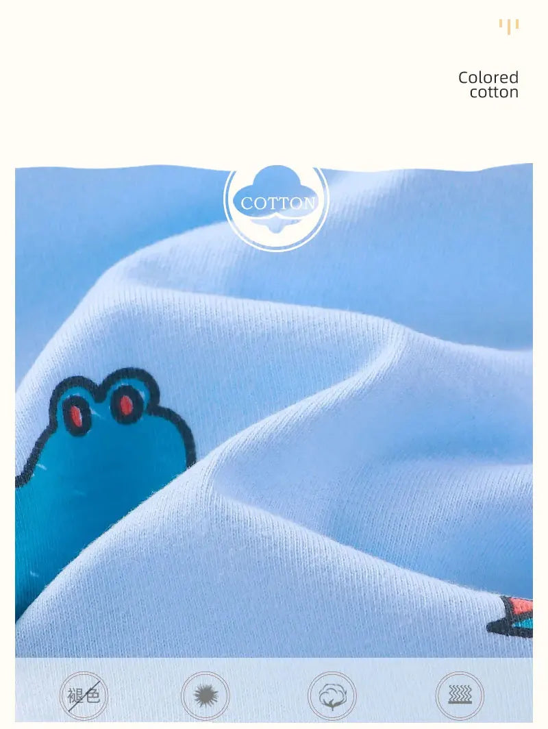 NoEnName_Null Unisex Baby Cartoon Print Pullover Shorts Set for Toddlers (Ages 1-3Y)