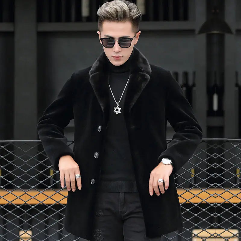 Winter New Mink Fleece Coat Imitation Fur Coat Men's Medium winter coat