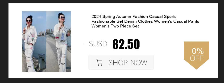 2024 Spring Autumn New Fashion Cool Personality Distressed Print Denim  Set Women Loose Long Sleeved Jacket + Jeans