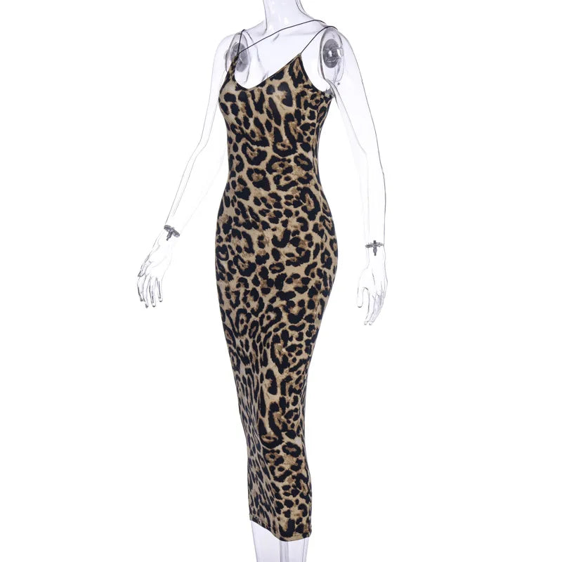 Trendy Leopard Print Sleeveless Maxi Dress for Women