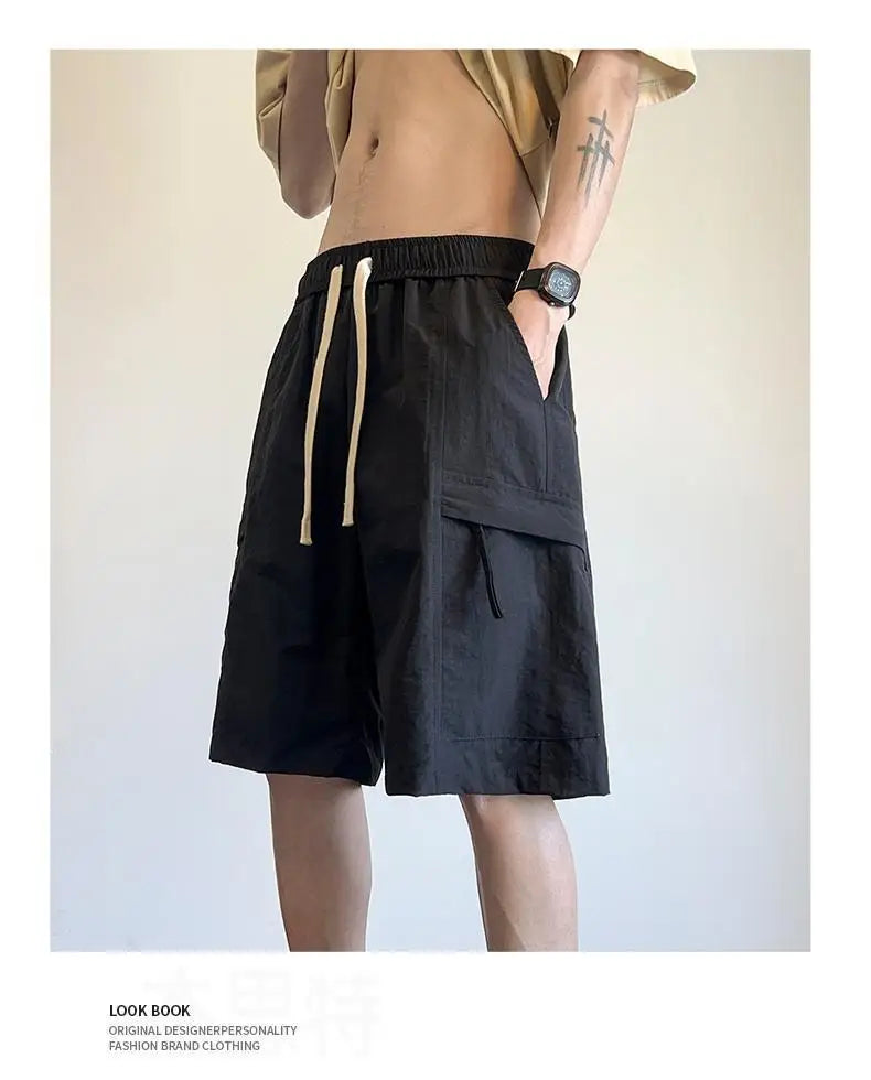 Men’s Casual Solid Color Polyester Summer Shorts – Lightweight &amp; Breathable