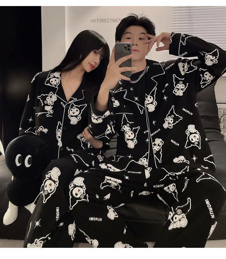 MINISO Sanrio Kuromi Pajama Set – Full-Length Cartoon Print for Couples, Y2K Inspired