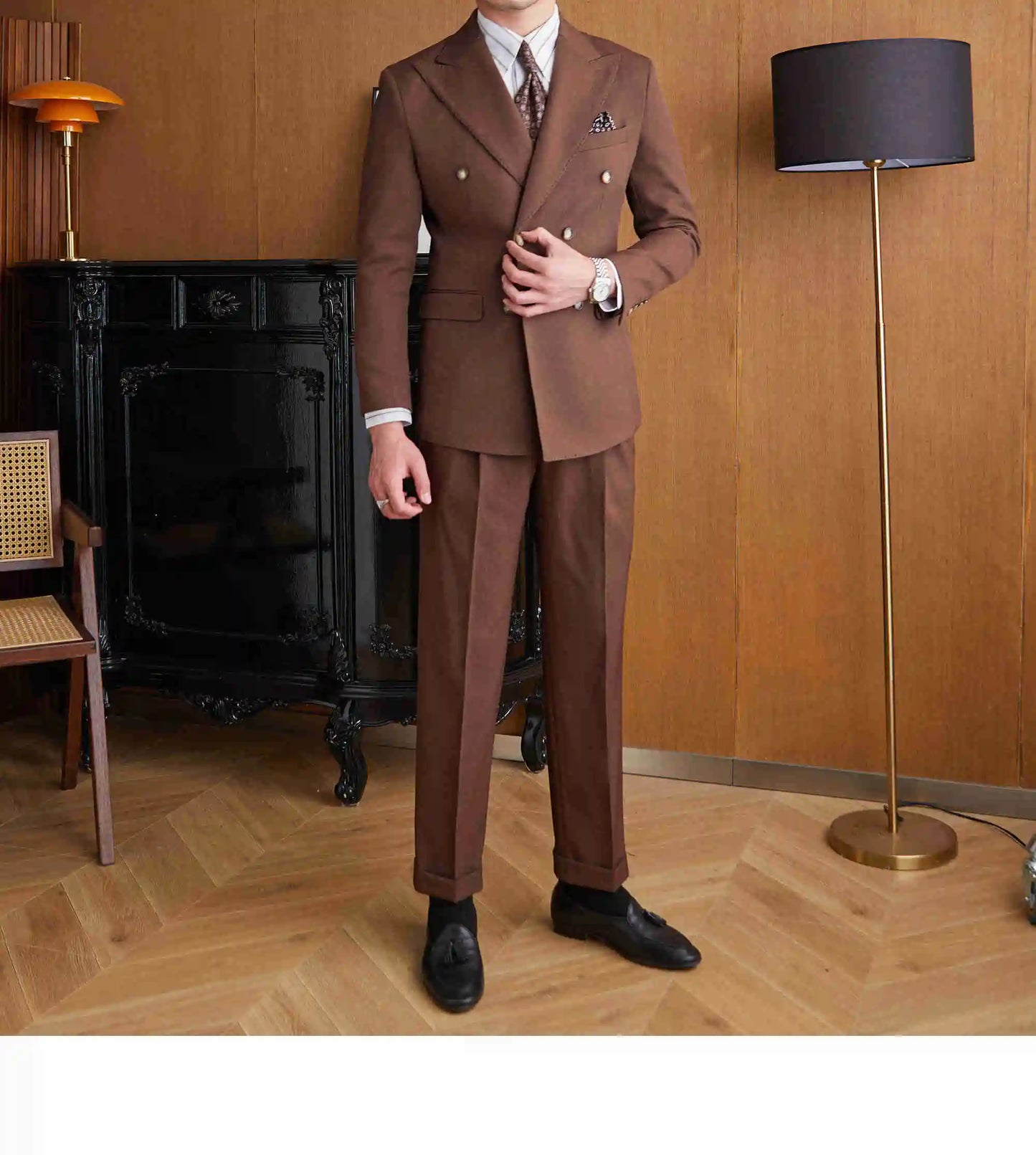 High Quality Double Breasted Suit 2 Pieces designed for Wedding, as well as for Business Formal Casual  Office.