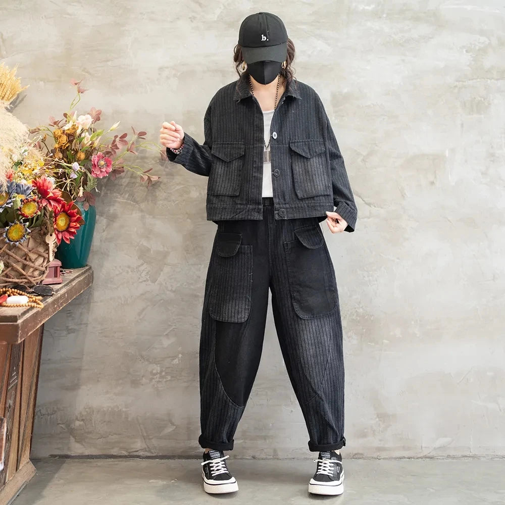 Stylish Denim Jacket Suit for Office Ladies