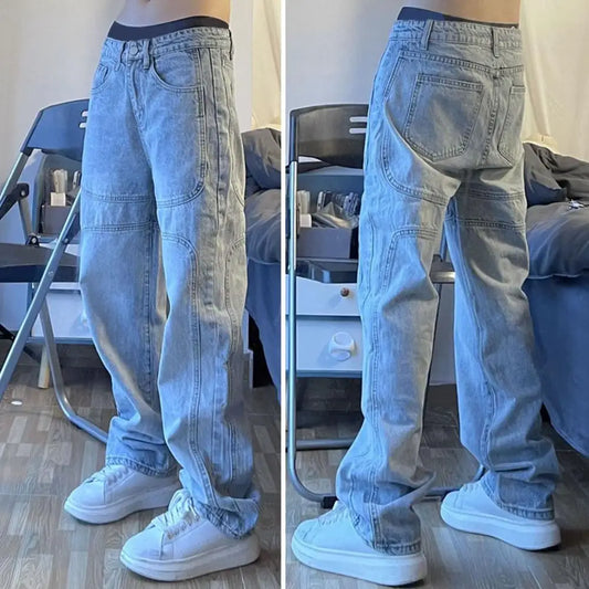 Men’s Slim-Fit Wide-Leg Denim Jeans