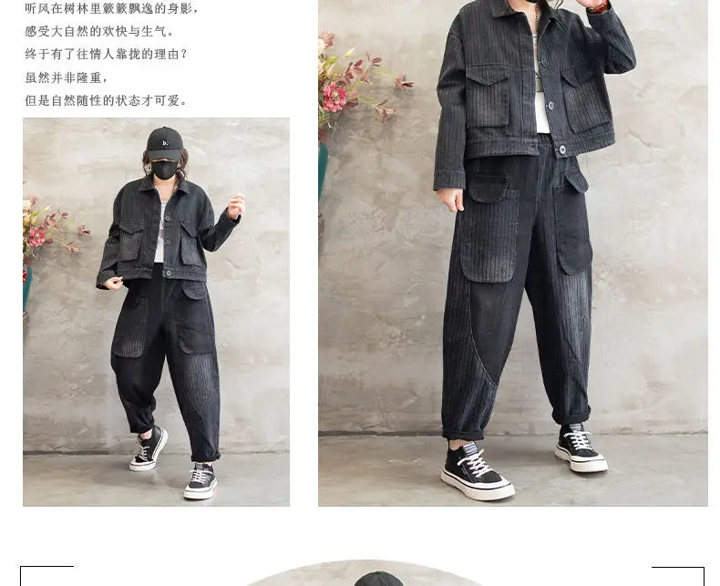 Stylish Denim Jacket Suit for Office Ladies